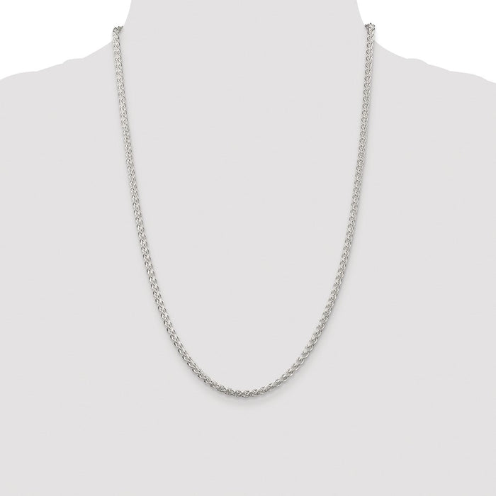 Buy Stylish 3mm Rhodium-Plated Spiga Chain in Sterling Silver - High Quality-4