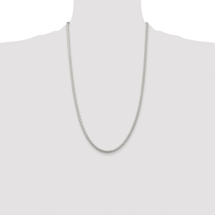 Buy Stylish 3mm Rhodium-Plated Spiga Chain in Sterling Silver - Affordable Luxury!-4