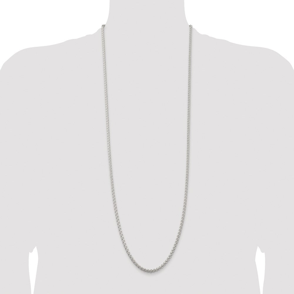 Buy Exclusive 3mm Rhodium-Plated Spiga Chain in Sterling Silver - Stylish Value