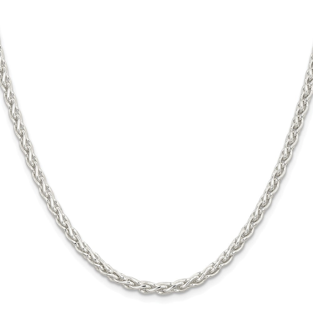 Buy Stylish Rhodium-Plated Sterling Silver 3.7mm Round Spiga Chain - Affordable Elegance