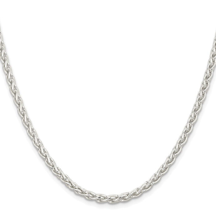 Buy Stylish Rhodium-Plated Sterling Silver 3.7mm Round Spiga Chain - Affordable Elegance-2