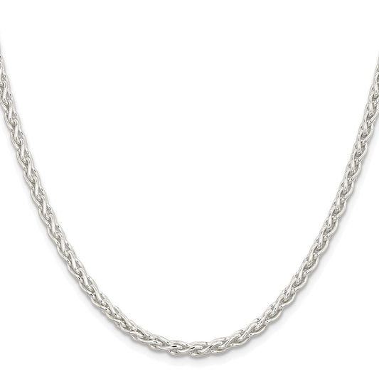 Buy Stylish Rhodium-Plated Sterling Silver 3.7mm Round Spiga Chain - Affordable!