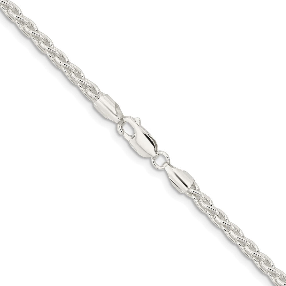 Buy Stylish Rhodium-Plated Sterling Silver Spiga Chain 3.7mm - Affordable Luxury