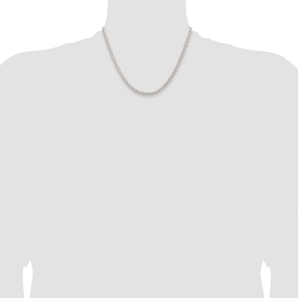 Buy Stylish Rhodium-Plated Sterling Silver 3.7mm Round Spiga Chain - Affordable Elegance