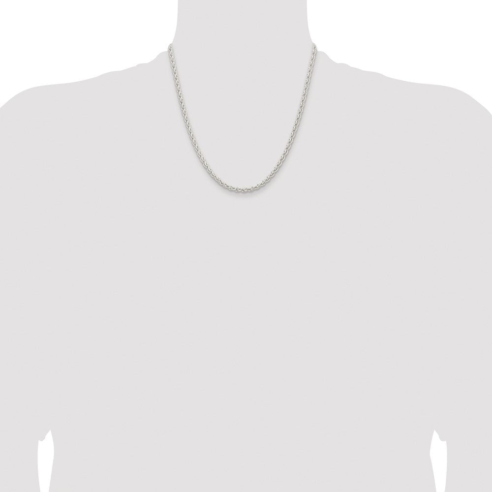 Buy Stylish 3.7mm Rhodium-Plated Sterling Silver Spiga Chain - Luxury Value