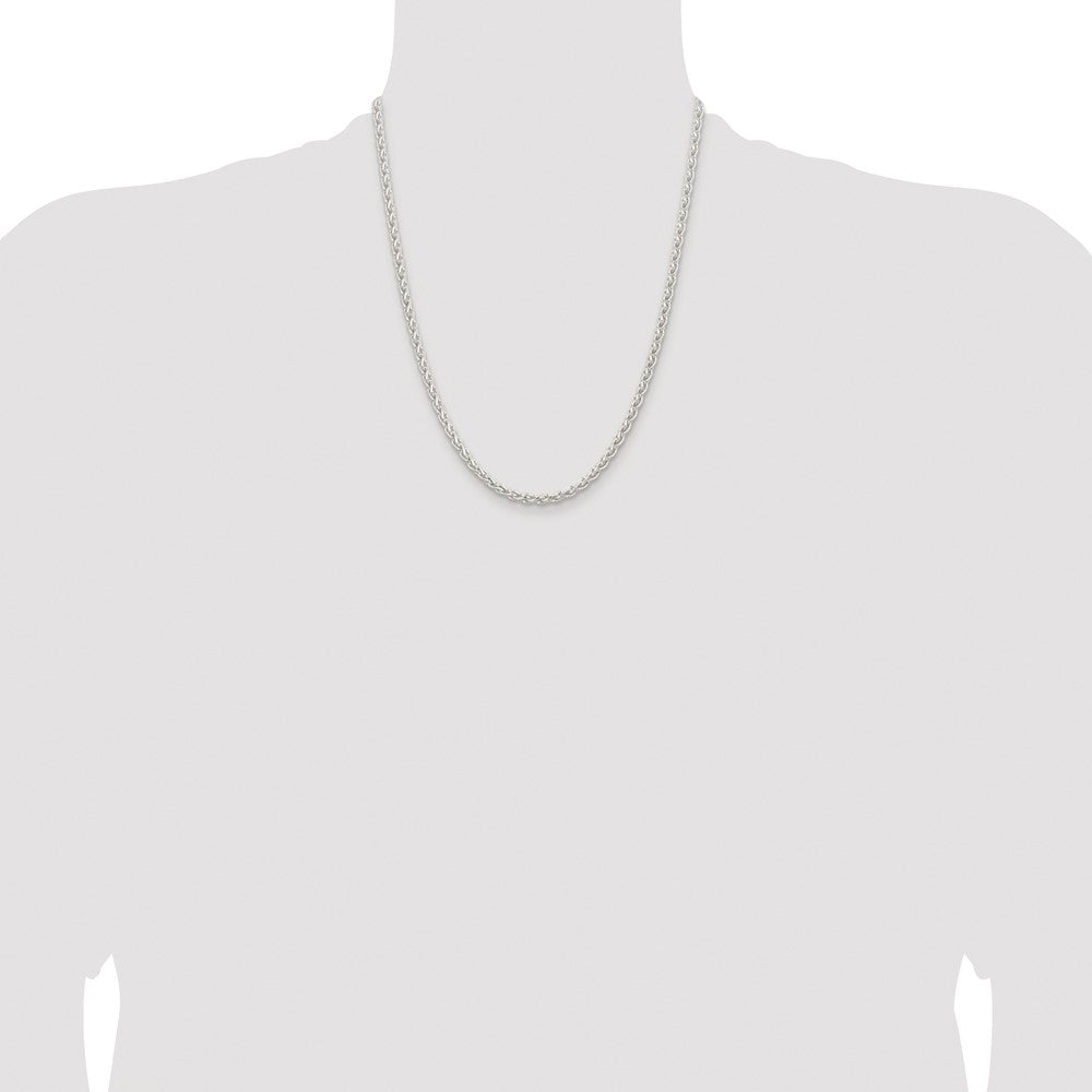 Buy Stylish Rhodium-Plated Sterling Silver Spiga Chain 3.7mm - Affordable Luxury