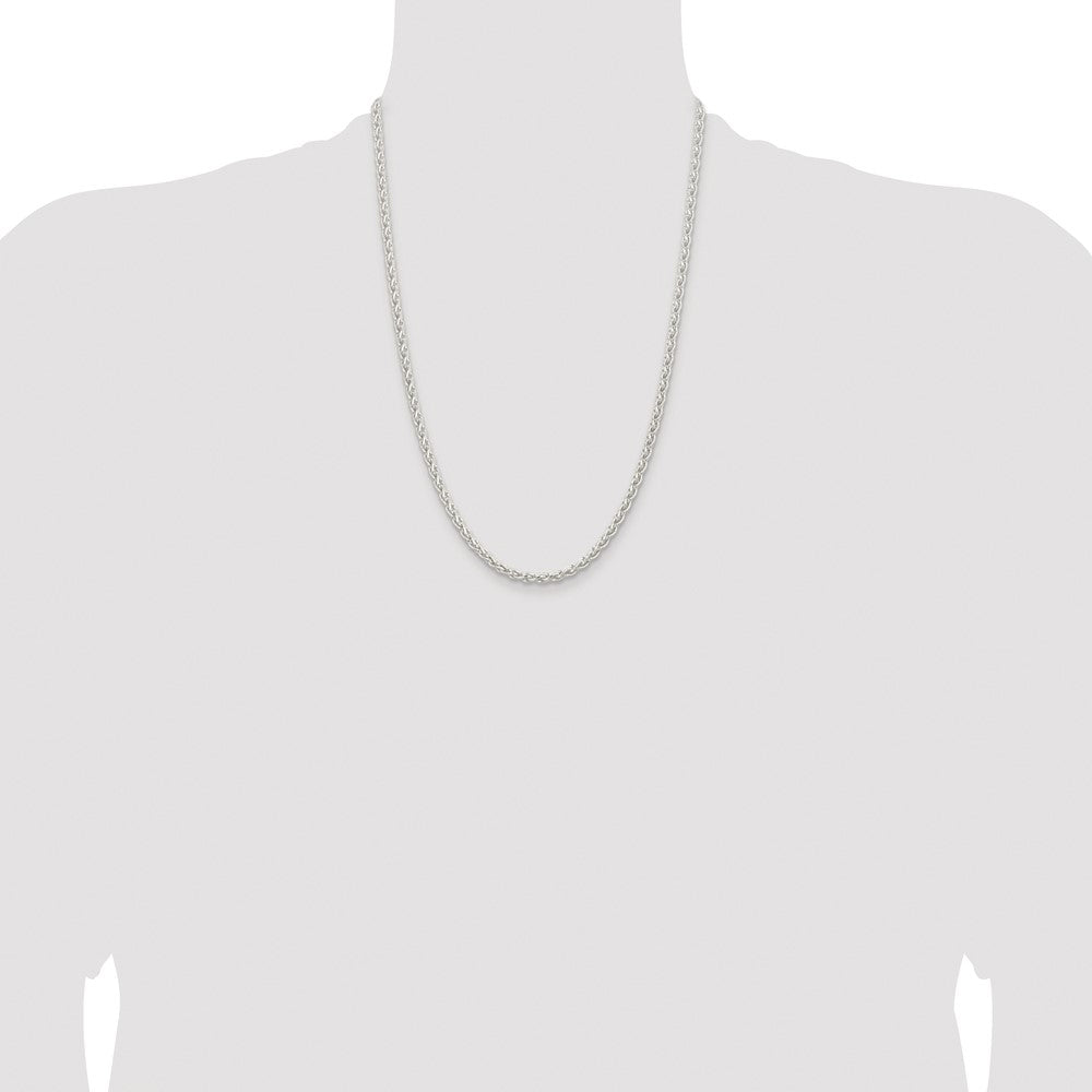 High-Quality Rhodium-Plated Sterling Silver 3.7mm Spiga Chain | Stylish Value