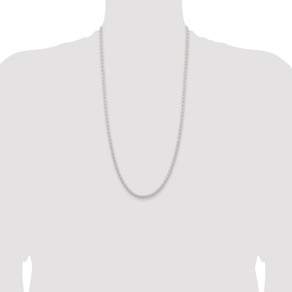 High-Quality Rhodium-Plated Sterling Silver 3.7mm Spiga Chain - Stylish Value