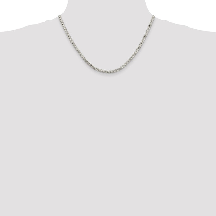 High-Quality 4mm Round Spiga Chain in Sterling Silver - Affordable Luxury!-4