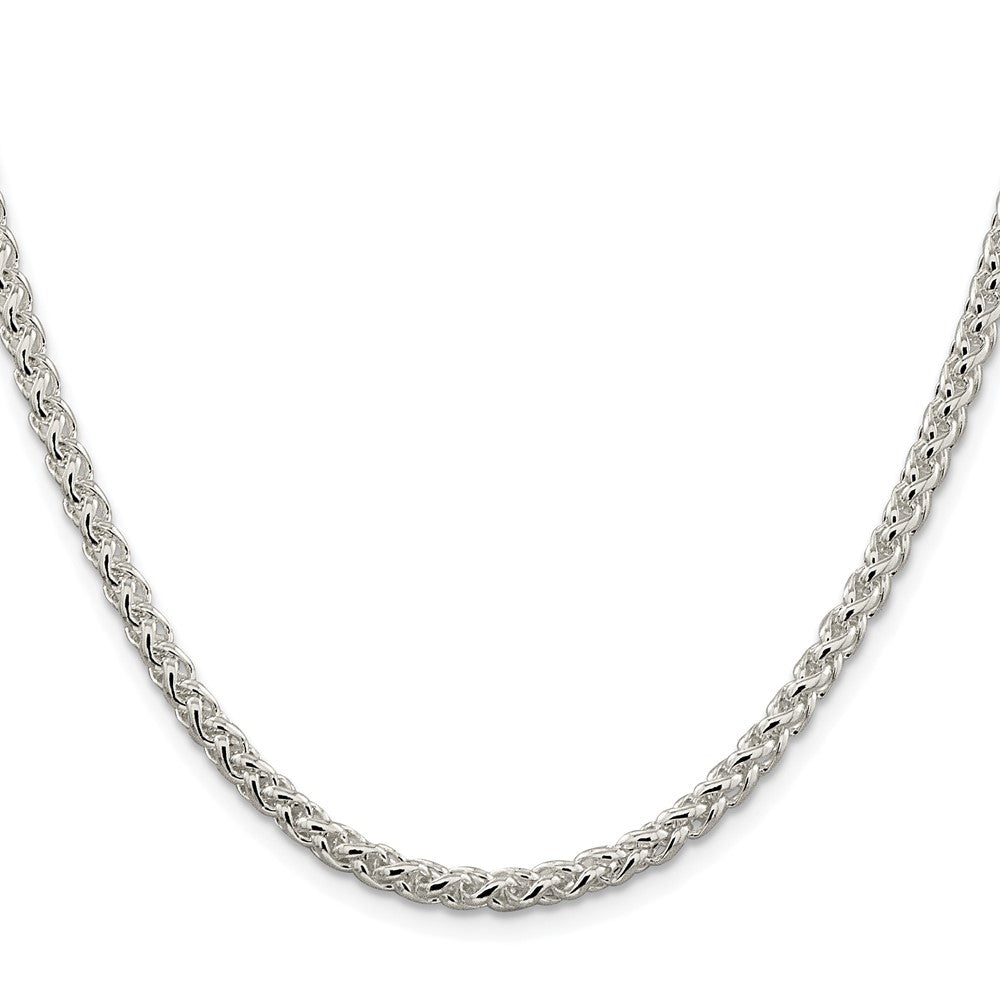 High-Quality Rhodium-Plated 4mm Round Spiga Chain in Sterling Silver - Stylish Value!