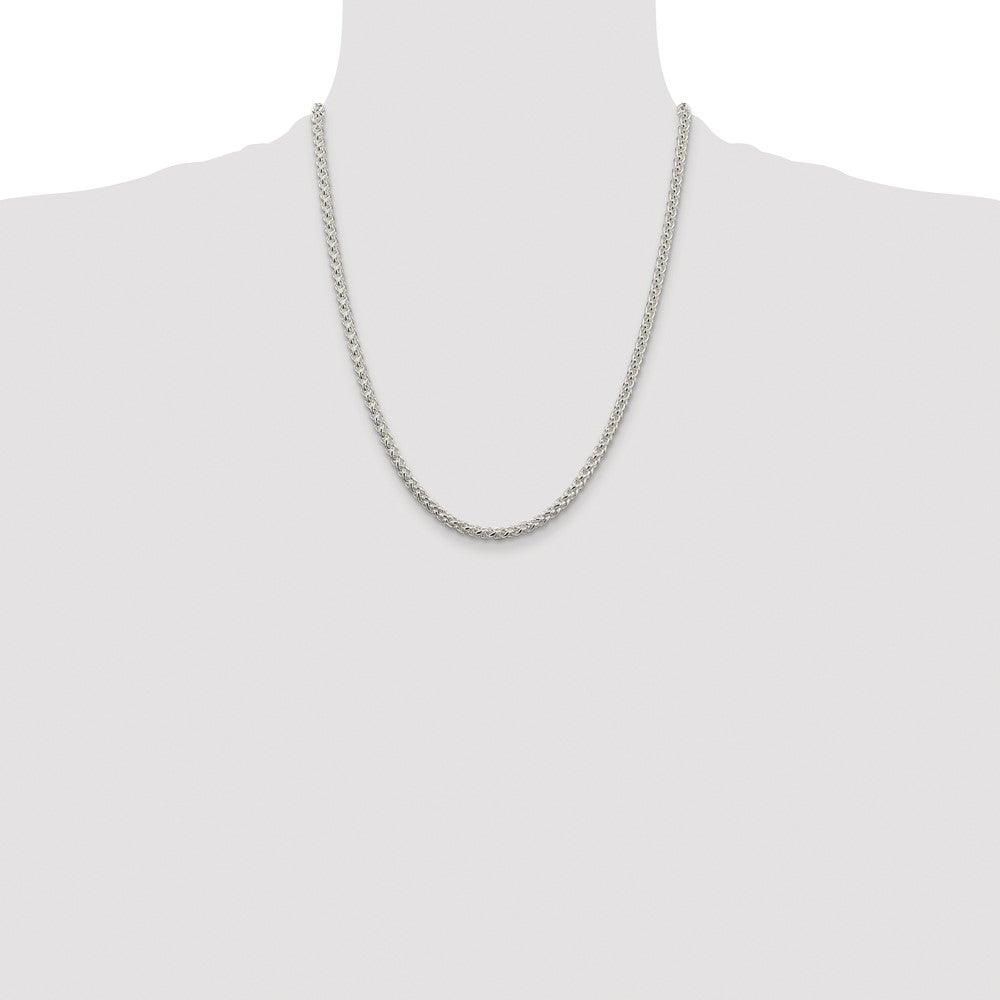 Exclusive Rhodium-Plated 4mm Round Spiga Chain | Stylish Sterling Silver