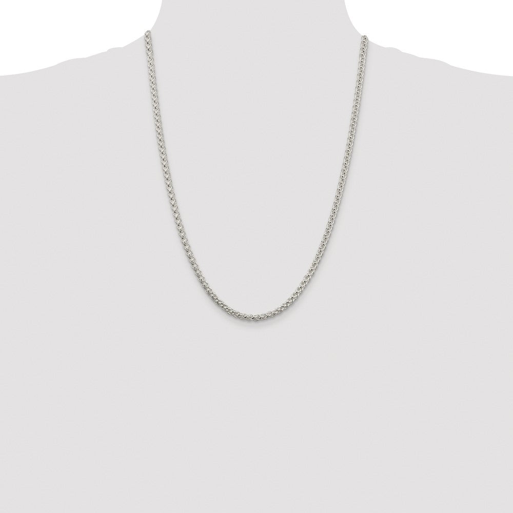 Exclusive 4mm Round Spiga Chain in Rhodium-Plated Sterling Silver