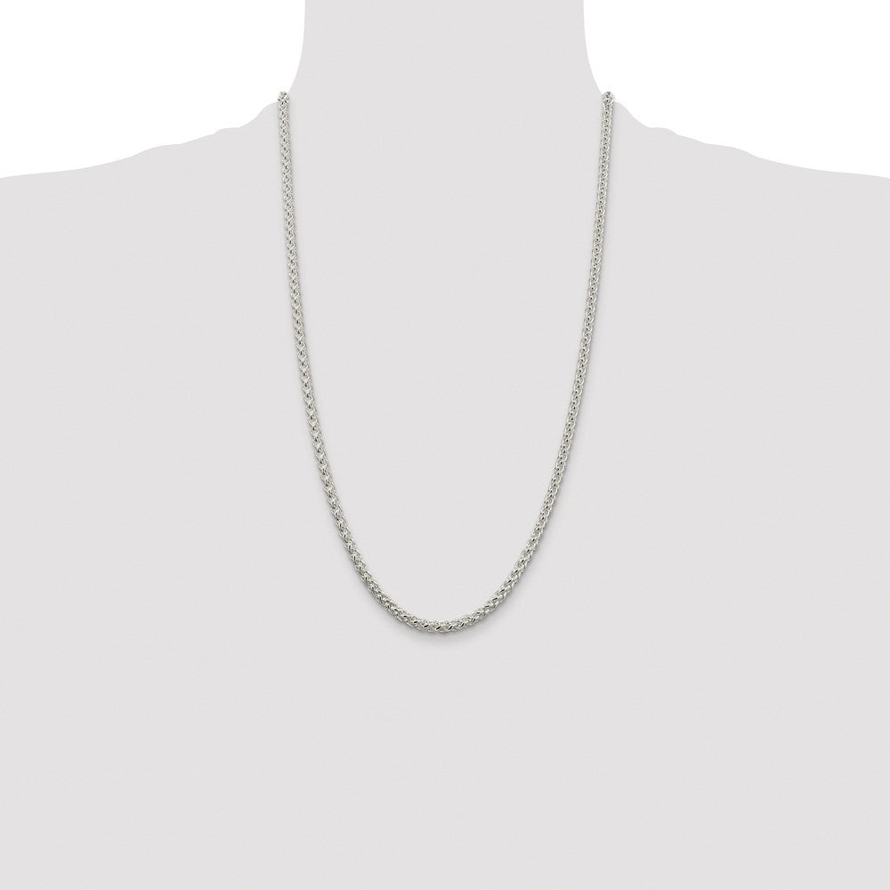 Buy Stylish Rhodium-Plated 4mm Round Spiga Chain in Sterling Silver - Value!