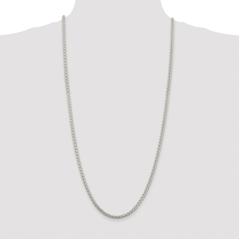 Buy Stylish Rhodium-Plated 4mm Round Spiga Chain in Sterling Silver - Affordable Quality