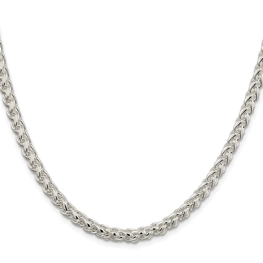 Buy Exclusive Rhodium-Plated 5mm Round Spiga Chain in Sterling Silver, Stylish!