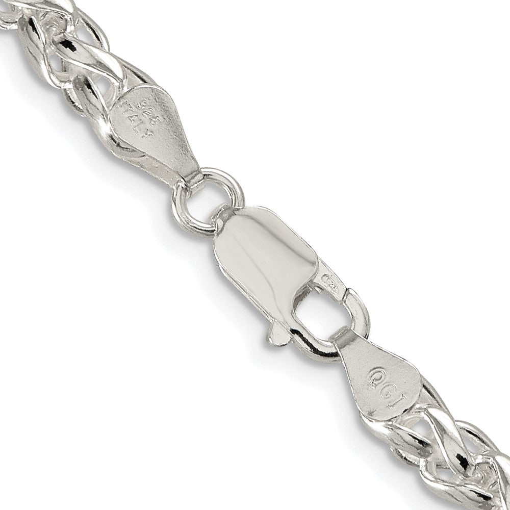 Buy Exclusive Rhodium-Plated 5mm Round Spiga Chain in Sterling Silver, Stylish!