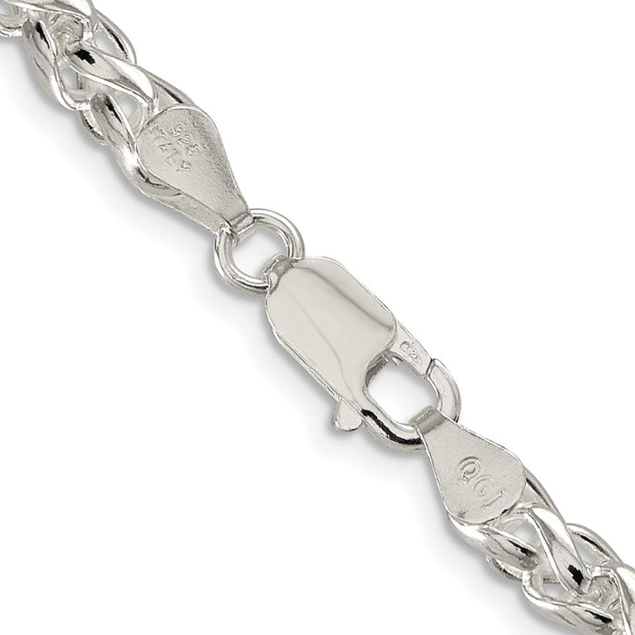 Buy Exclusive Rhodium-Plated 5mm Round Spiga Chain in Sterling Silver, Stylish!-3