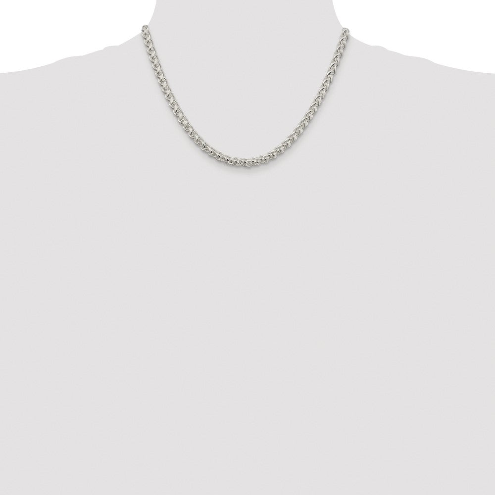 Buy High-Quality 5mm Rhodium-Plated Spiga Chain in Sterling Silver | Stylish Value