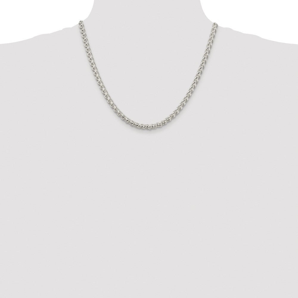 High-quality Rhodium-Plated 5mm Round Spiga Chain in Sterling Silver - Stylish Value!