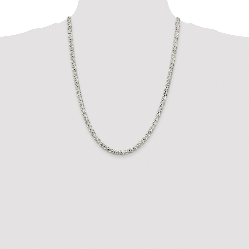 Buy Stylish Rhodium-Plated 5mm Round Spiga Chain in Sterling Silver - Exclusive Value!