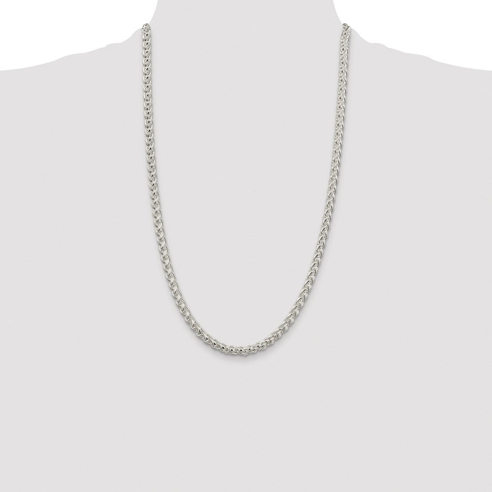 Exclusive Rhodium-Plated 5mm Round Spiga Chain in Sterling Silver - Affordable Luxury