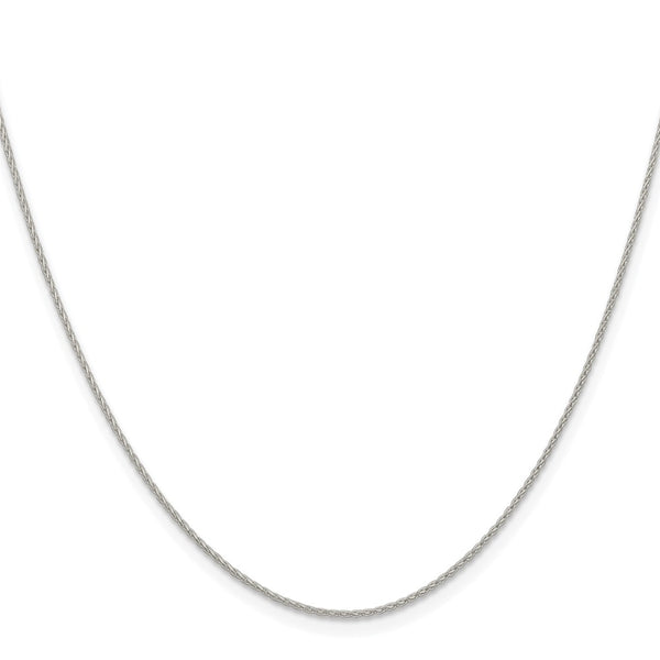 Rhodium-Plated .95mm Diamond-Cut Round Spiga Chain