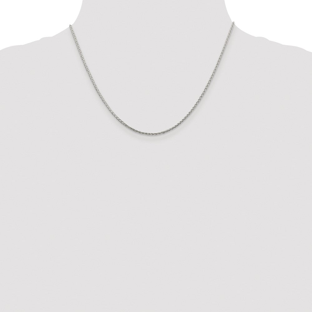 Buy Stylish 1.45mm Rhodium-Plated Sterling Silver Diamond-Cut Spiga Chain