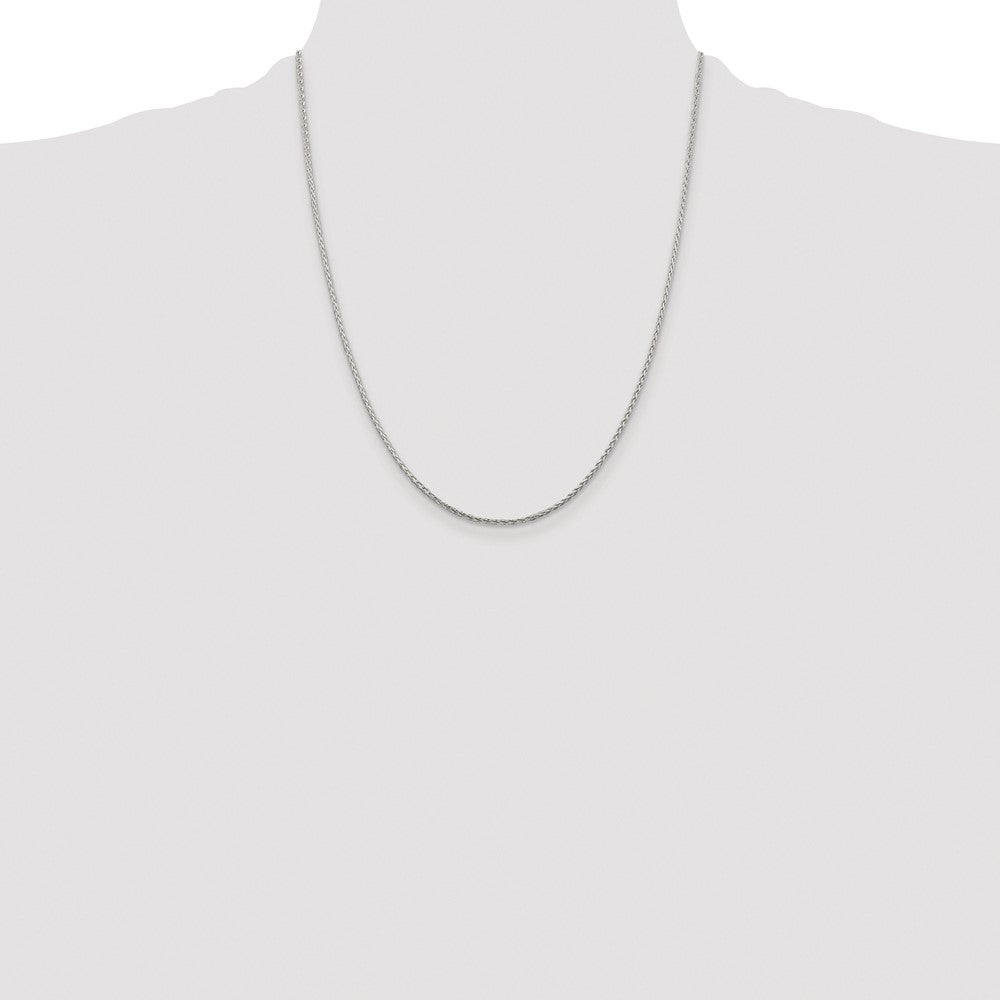 Buy Stylish 1.45mm Rhodium-Plated Sterling Silver Diamond-Cut Spiga Chain