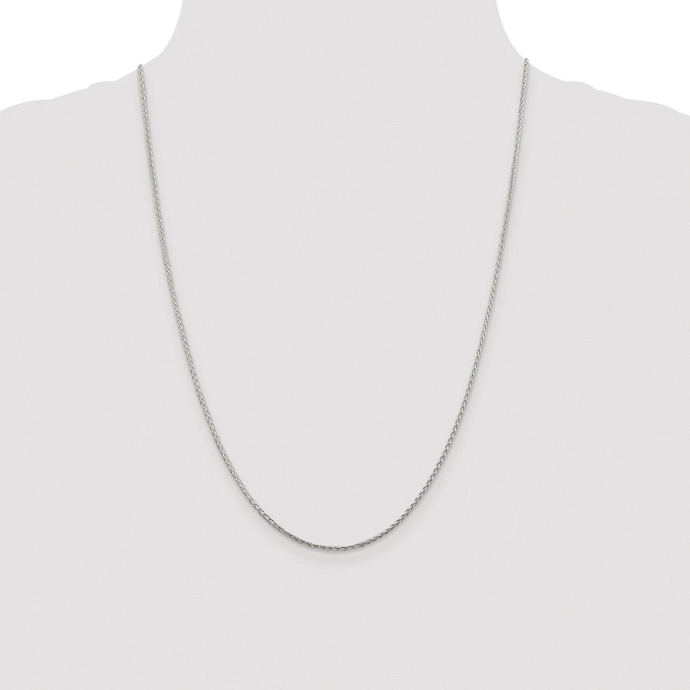Buy Stylish Rhodium-Plated Sterling Silver 1.45mm Diamond-Cut Spiga Chain