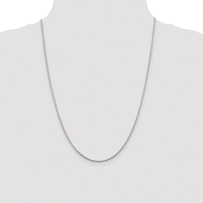 Buy Stylish Rhodium-Plated Sterling Silver 1.45mm Diamond-Cut Spiga Chain-4