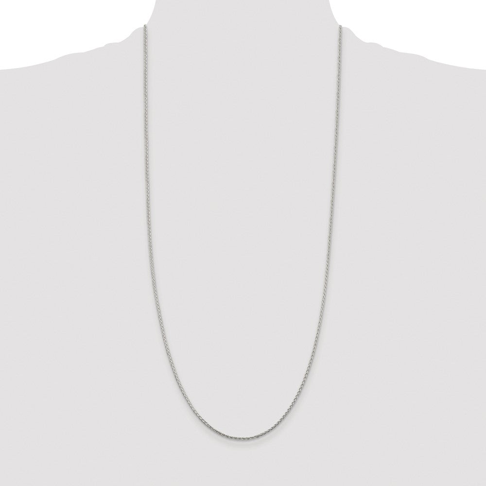 High-Quality Rhodium-Plated Sterling Silver 1.45mm Diamond-Cut Spiga Chain