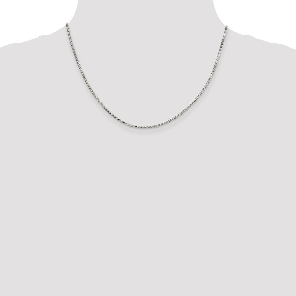 High-Quality 1.7mm Diamond-Cut Round Spiga Chain in Sterling Silver - Stylish Value!