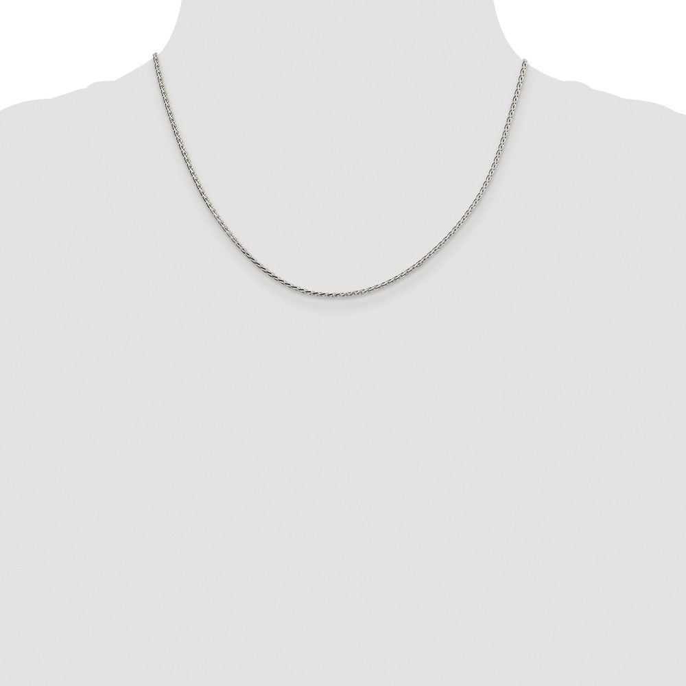 Buy Stylish Rhodium-Plated Sterling Silver 1.7mm Diamond-Cut Spiga Chain
