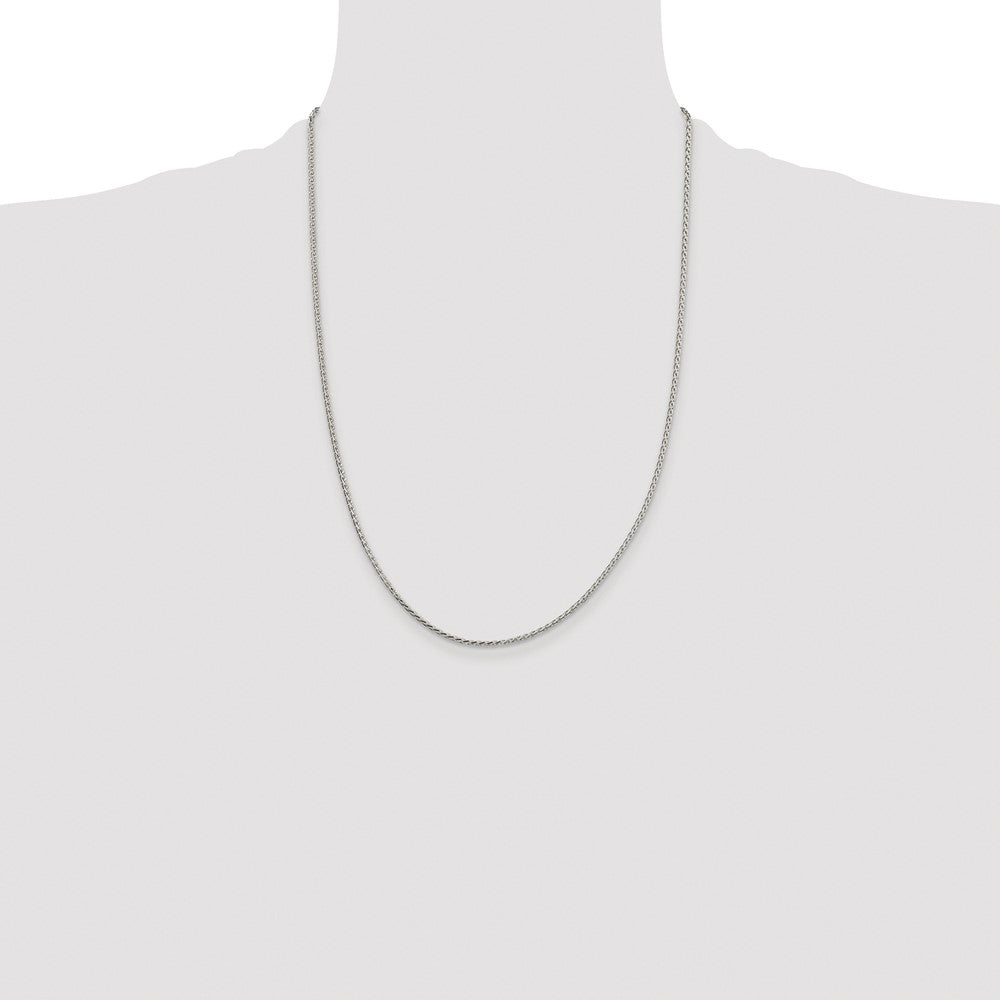 Buy Stylish Rhodium-Plated Sterling Silver 1.7mm Diamond-Cut Spiga Chain