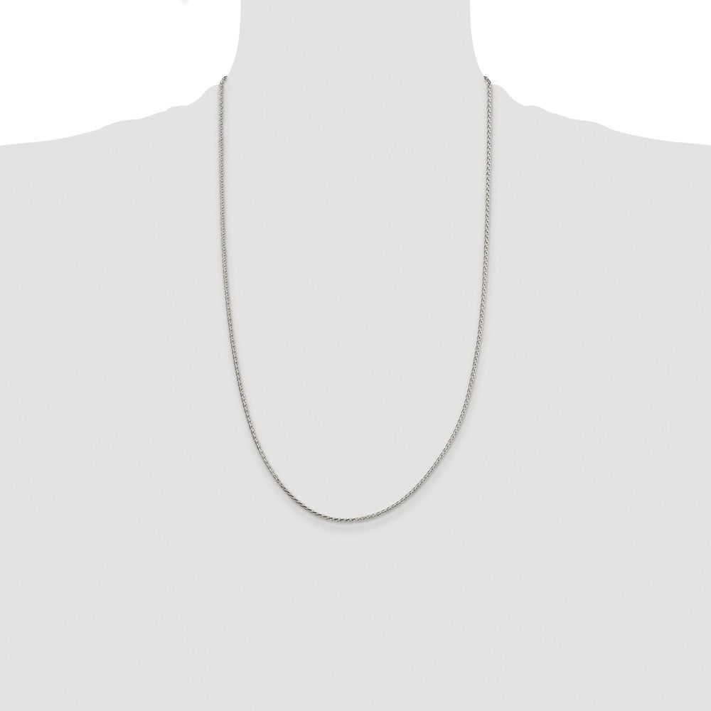 Buy Stylish Rhodium-Plated Sterling Silver 1.7mm Diamond-Cut Spiga Chain