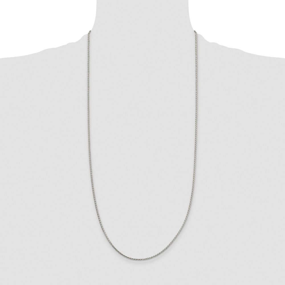 Buy Stylish Rhodium-Plated Sterling Silver 1.7mm Diamond-Cut Spiga Chain