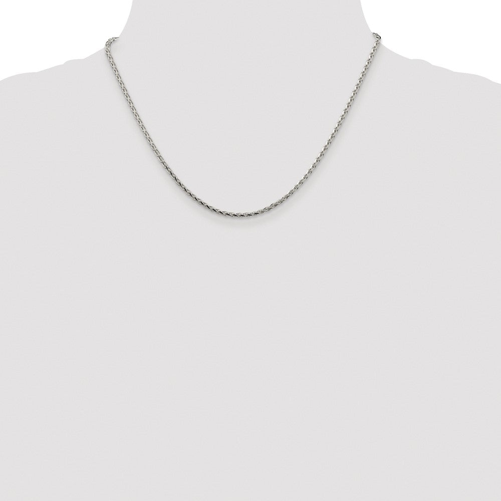 Buy Stylish 2.15mm Rhodium-Plated Sterling Silver Diamond-Cut Spiga Chain