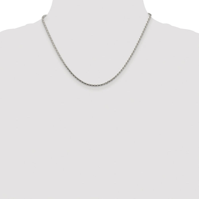 Buy Stylish 2.15mm Rhodium-Plated Sterling Silver Diamond-Cut Spiga Chain-4