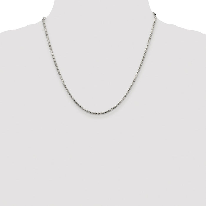 Buy Stylish Rhodium-Plated Sterling Silver 2.15mm Diamond-Cut Spiga Chain-4