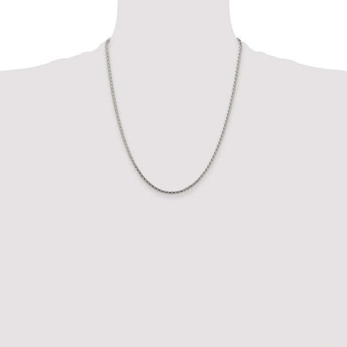 Buy Stylish Rhodium-Plated Sterling Silver 2.15mm Diamond-Cut Spiga Chain-4