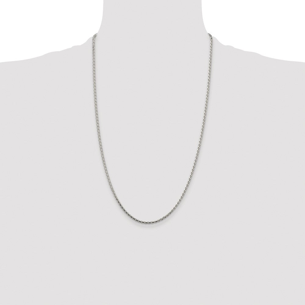 Buy Stylish Rhodium-Plated Sterling Silver 2.15mm Diamond-Cut Spiga Chain
