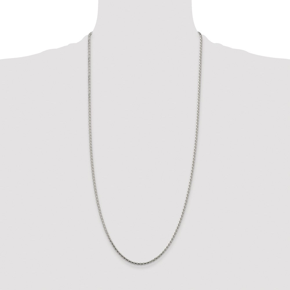 Buy Stylish 2.15mm Rhodium-Plated Sterling Silver Diamond-Cut Spiga Chain