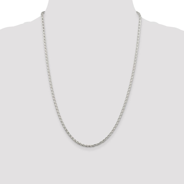 Buy Stylish 2.85mm Diamond-Cut Round Spiga Chain in Sterling Silver - Affordable Value-4
