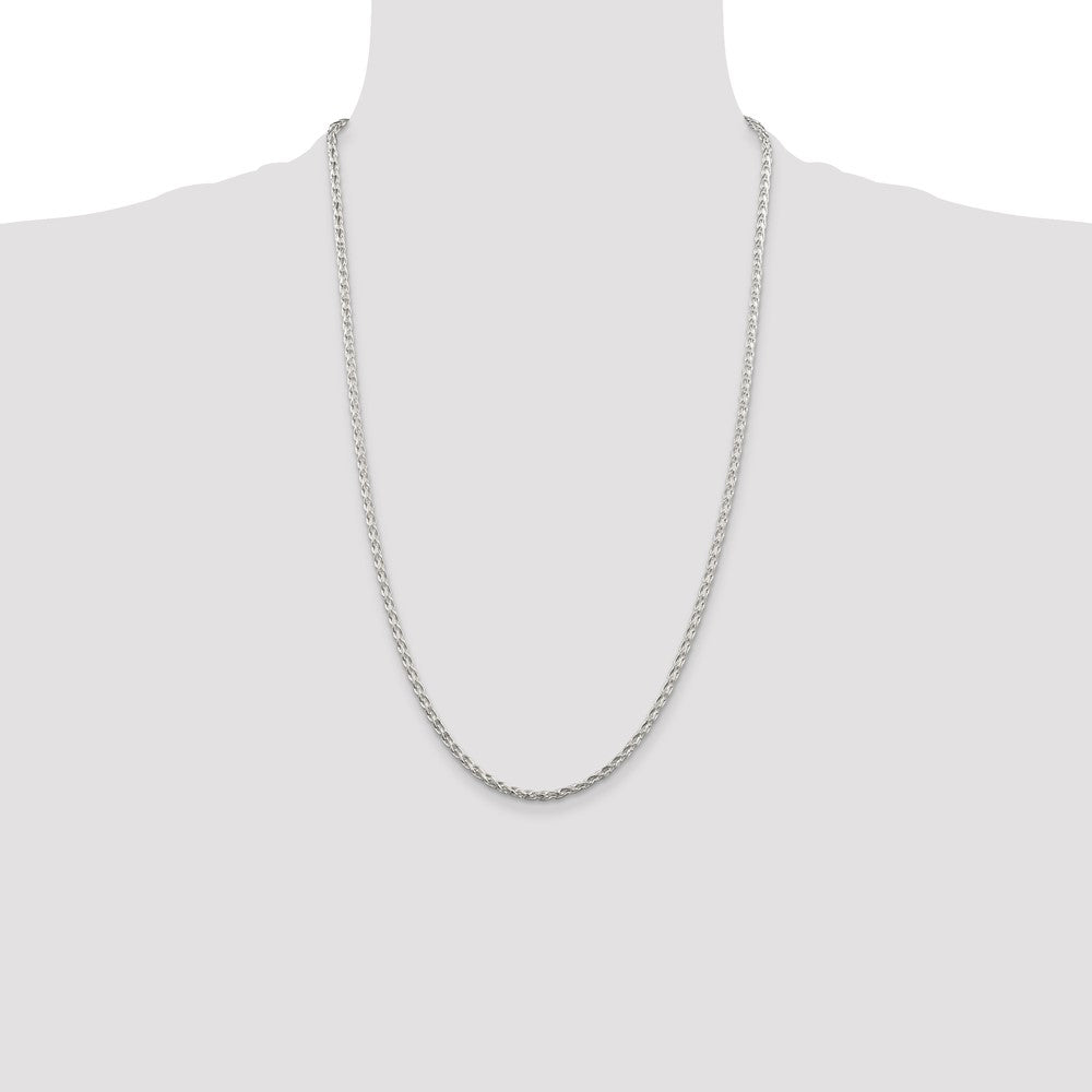 High-Quality 2.85mm Diamond-Cut Round Spiga Chain in Sterling Silver - Stylish Value!