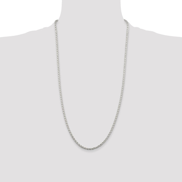 Buy Stylish 2.85mm Diamond-Cut Round Spiga Chain in Sterling Silver - Luxury Value-4