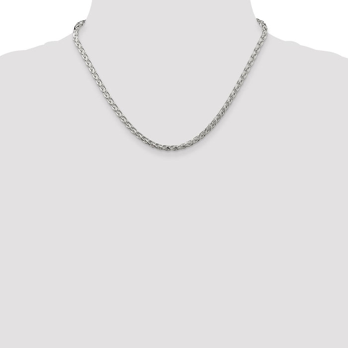 Buy Stylish 3.5mm Diamond-Cut Round Spiga Chain in Sterling Silver - Affordable Value-4