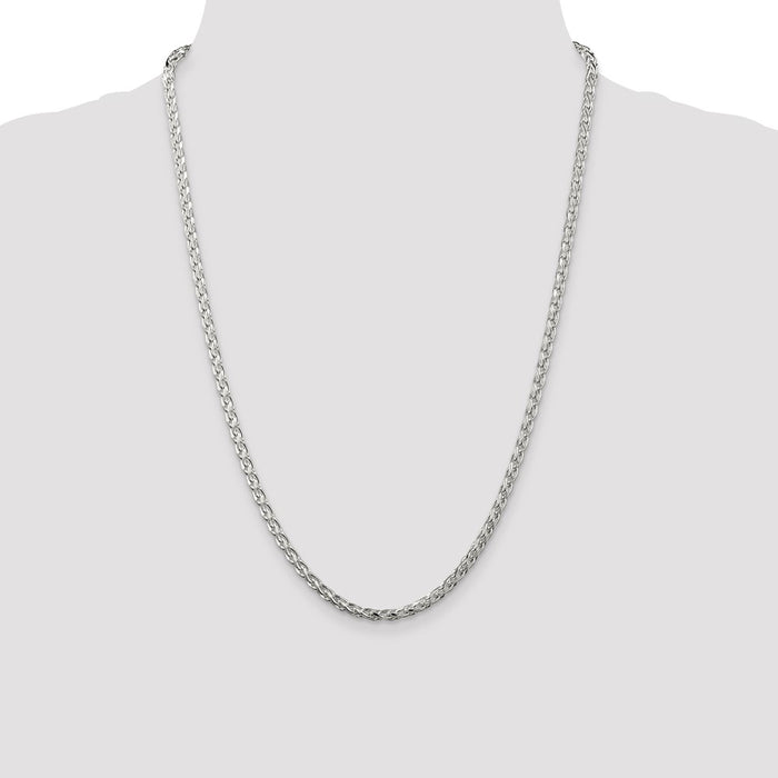 Buy Stylish 3.5mm Diamond-Cut Round Spiga Chain in Sterling Silver - Luxury Value!-4