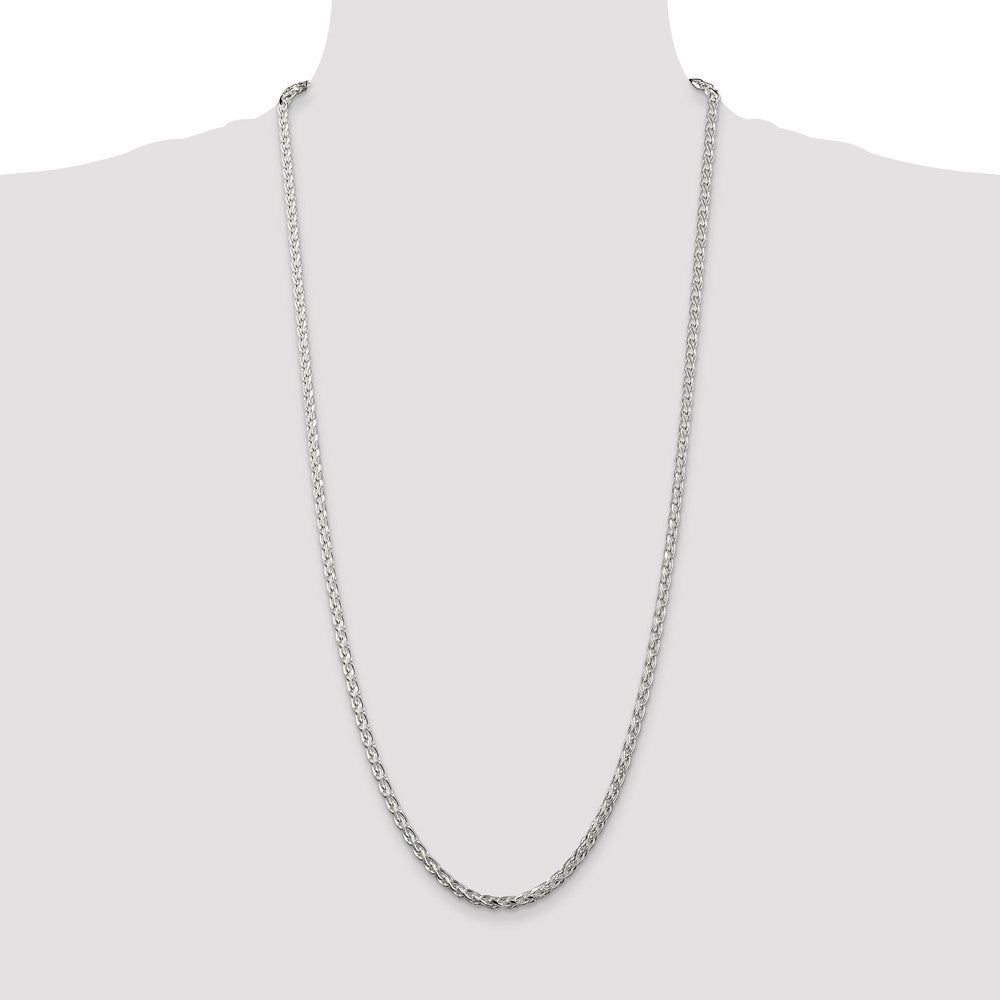 High-Quality 3.5mm Diamond-Cut Round Spiga Chain in Sterling Silver - Affordable Elegance