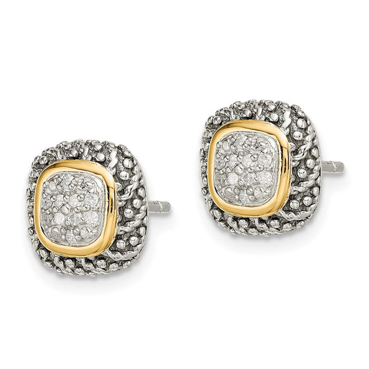 High-Quality Shey Couture Antiqued Diamond Post Earrings | Stylish 14K Gold Accents