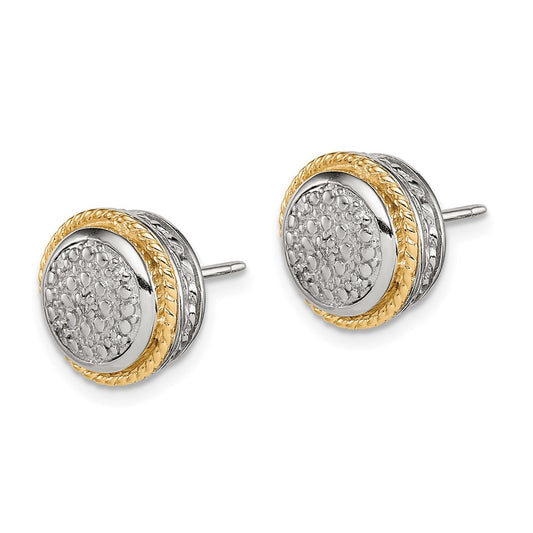 Exclusive Rhodium-Plated Sterling Silver Earrings with 14K Gold Accents